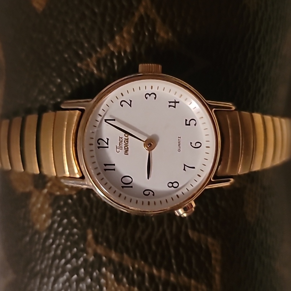Timex Watch‎ Goldtone Indiglo Goldtobe Expandable Band